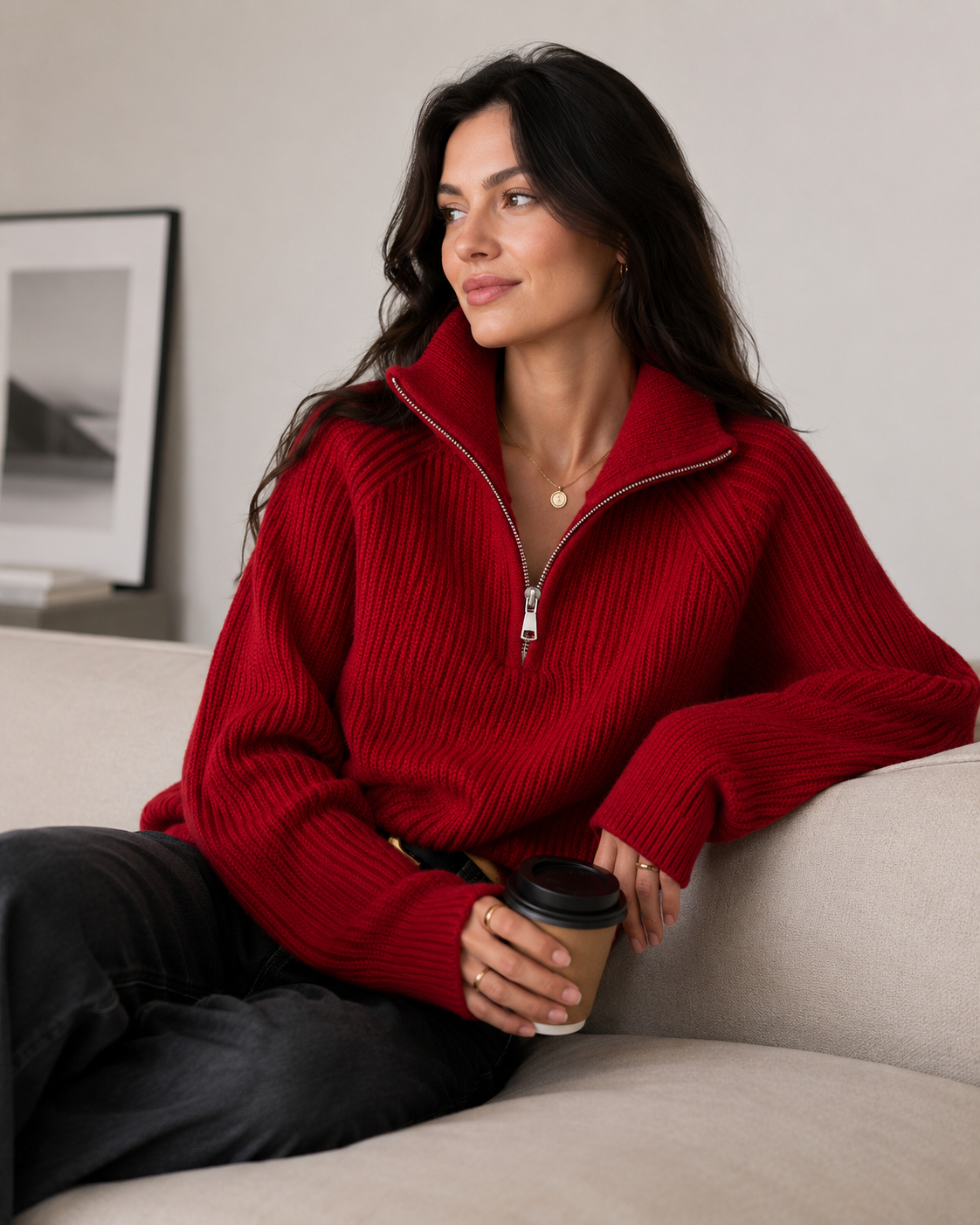 Aspen Zip-Neck Knit Sweater