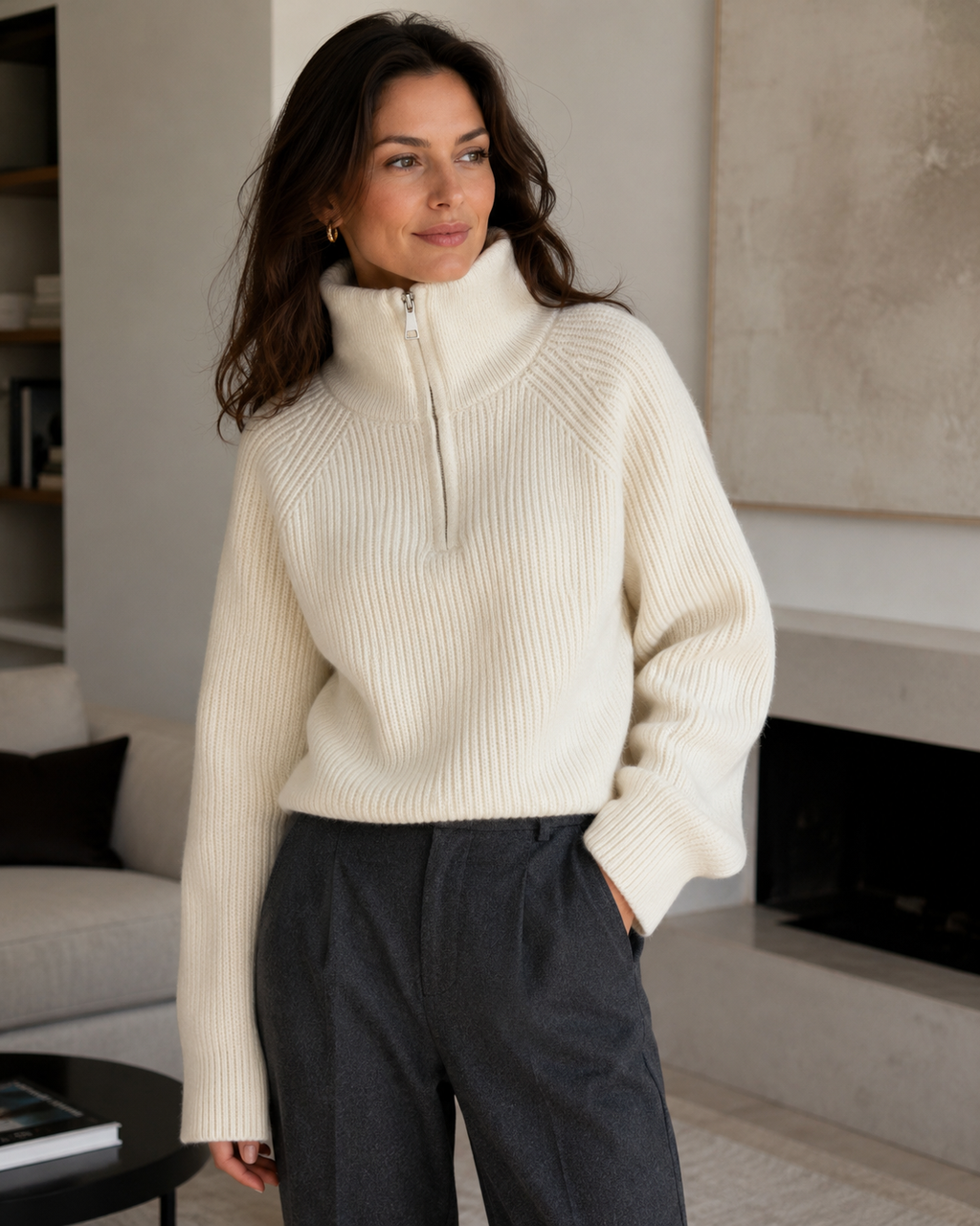 Aspen Zip-Neck Knit Sweater