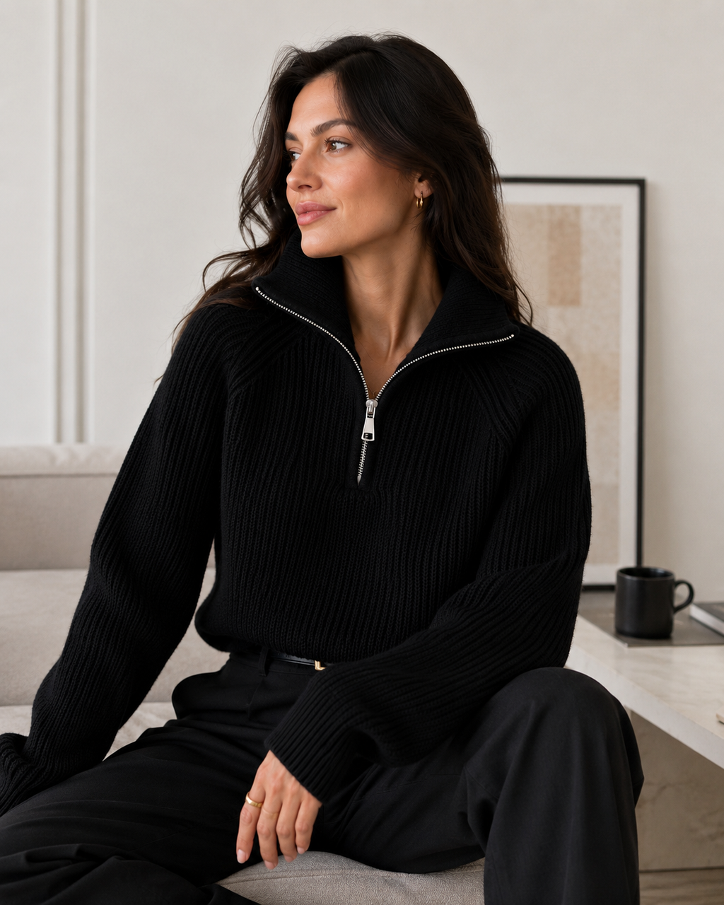 Aspen Zip-Neck Knit Sweater