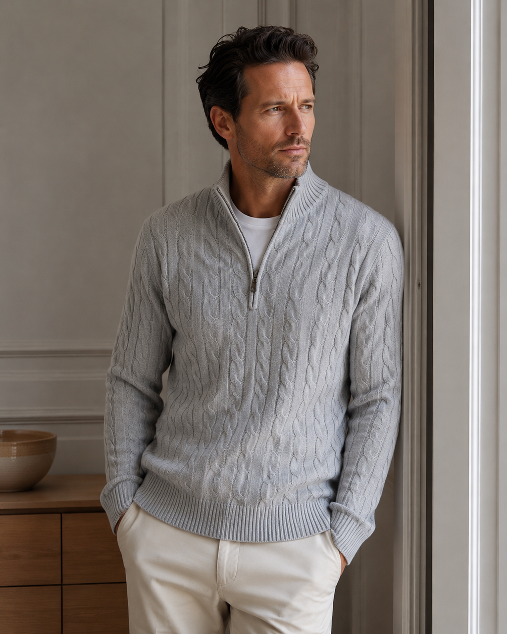 Aurelia Wide-Collar Knit Sweater