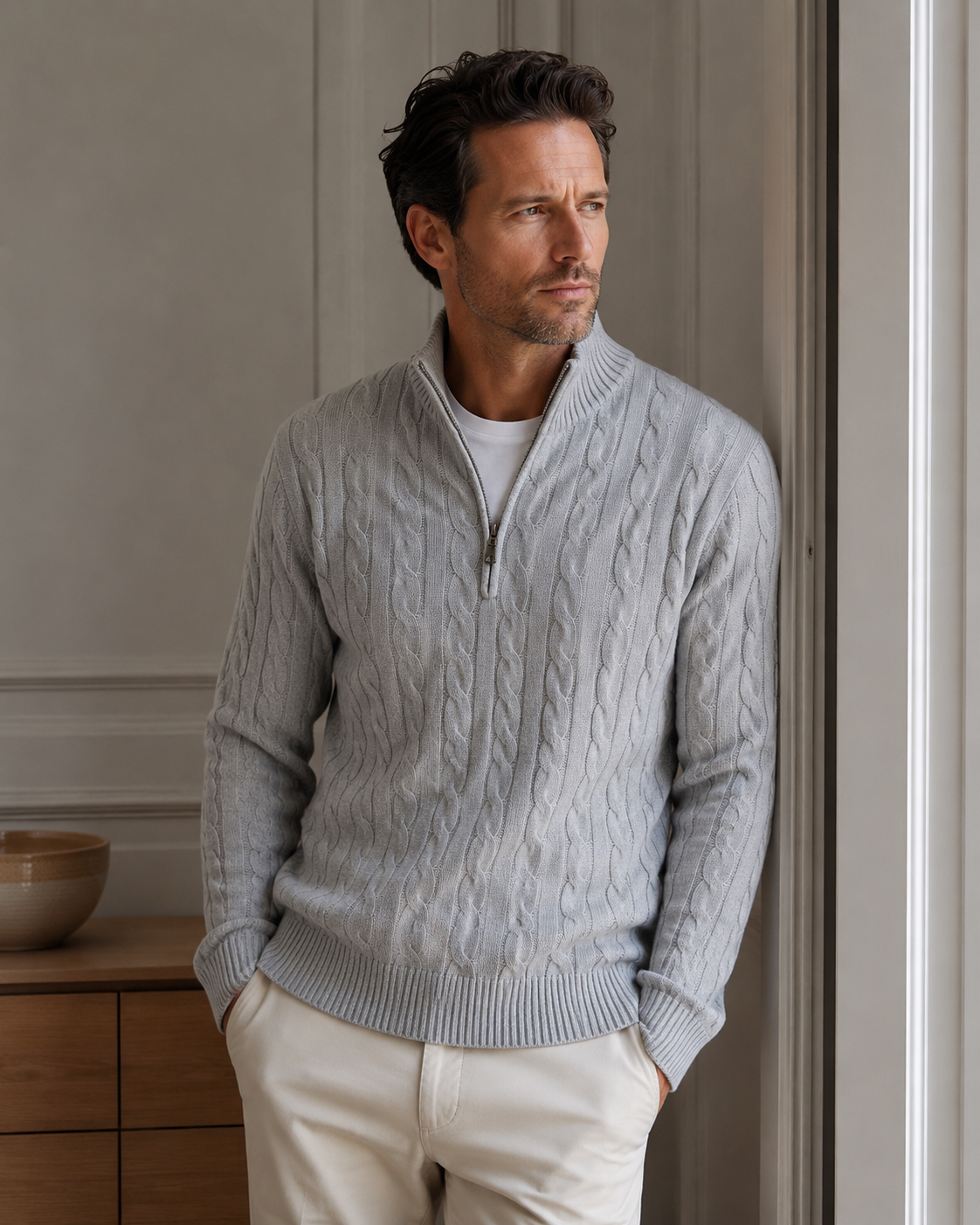 Aurelia Wide-Collar Knit Sweater