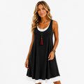 Capri Layered Midi Dress in Noir - Studio