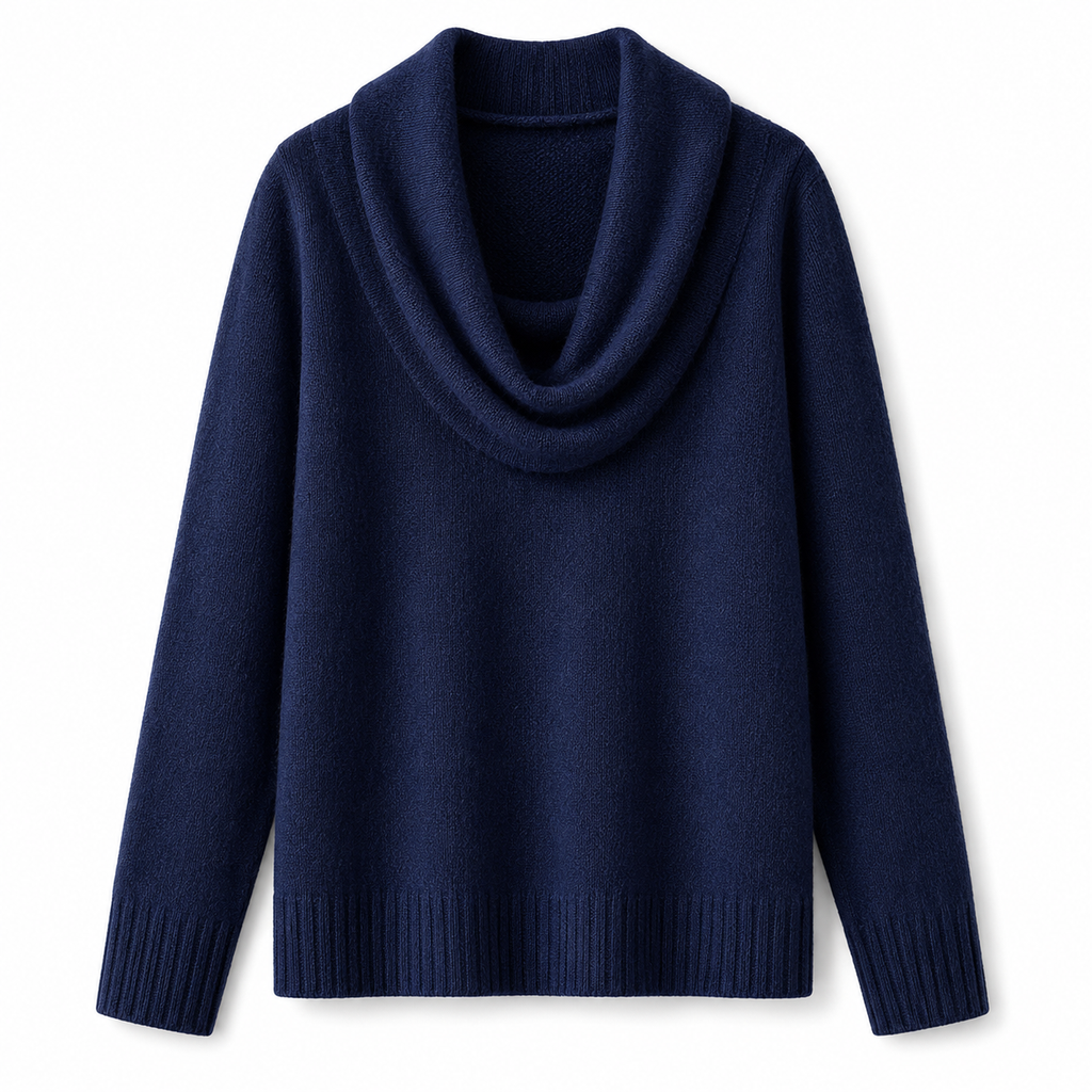 Luna Cable Knit Coltrui in Donkerblauw - Studio