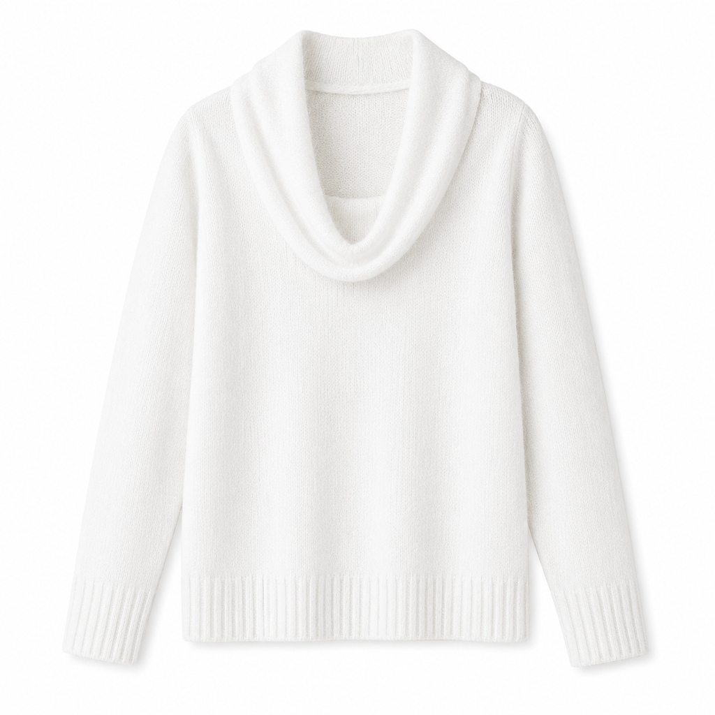 Luna Cable Knit Coltrui in Wit - Studio