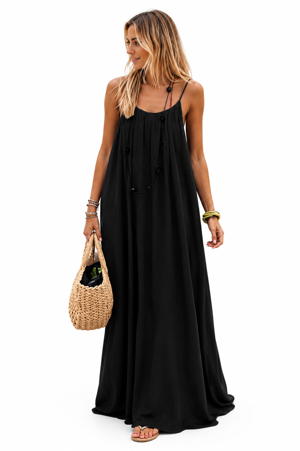 Marbella Backless Maxi Dress in Noir - Studio