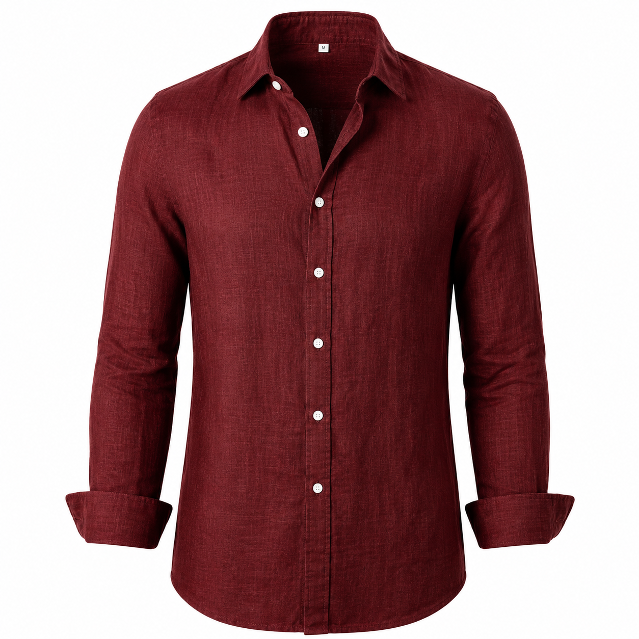 Oxford Cotton Button-Up Shirt in Burgundy - Studio