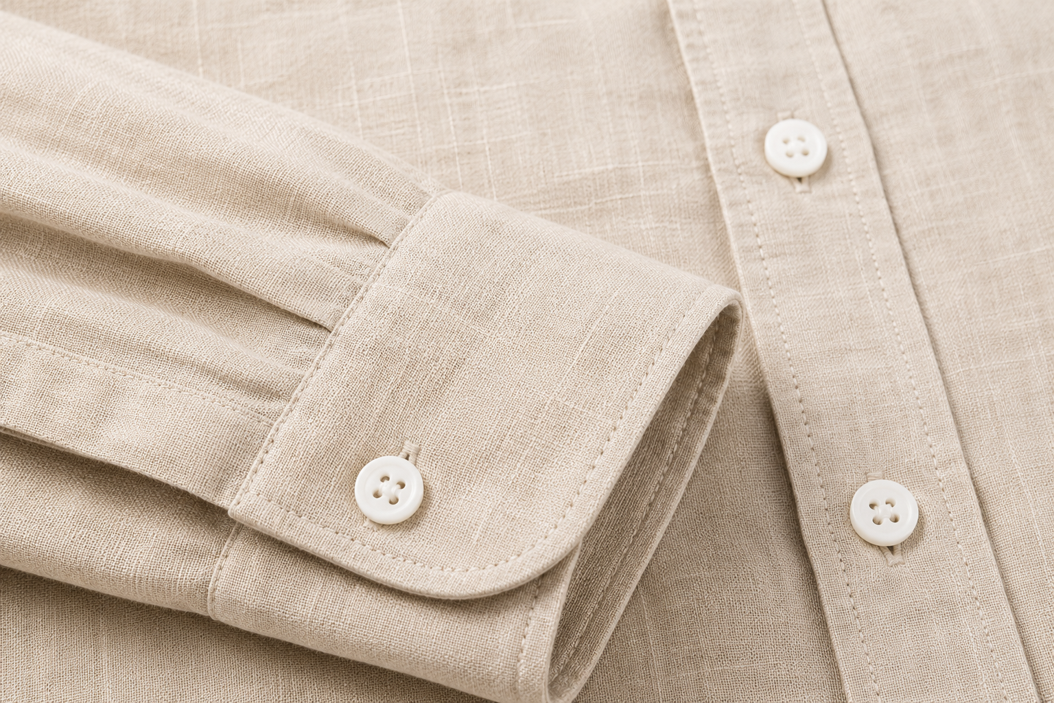 Oxford Cotton Button-Up Shirt in Khaki - Detail