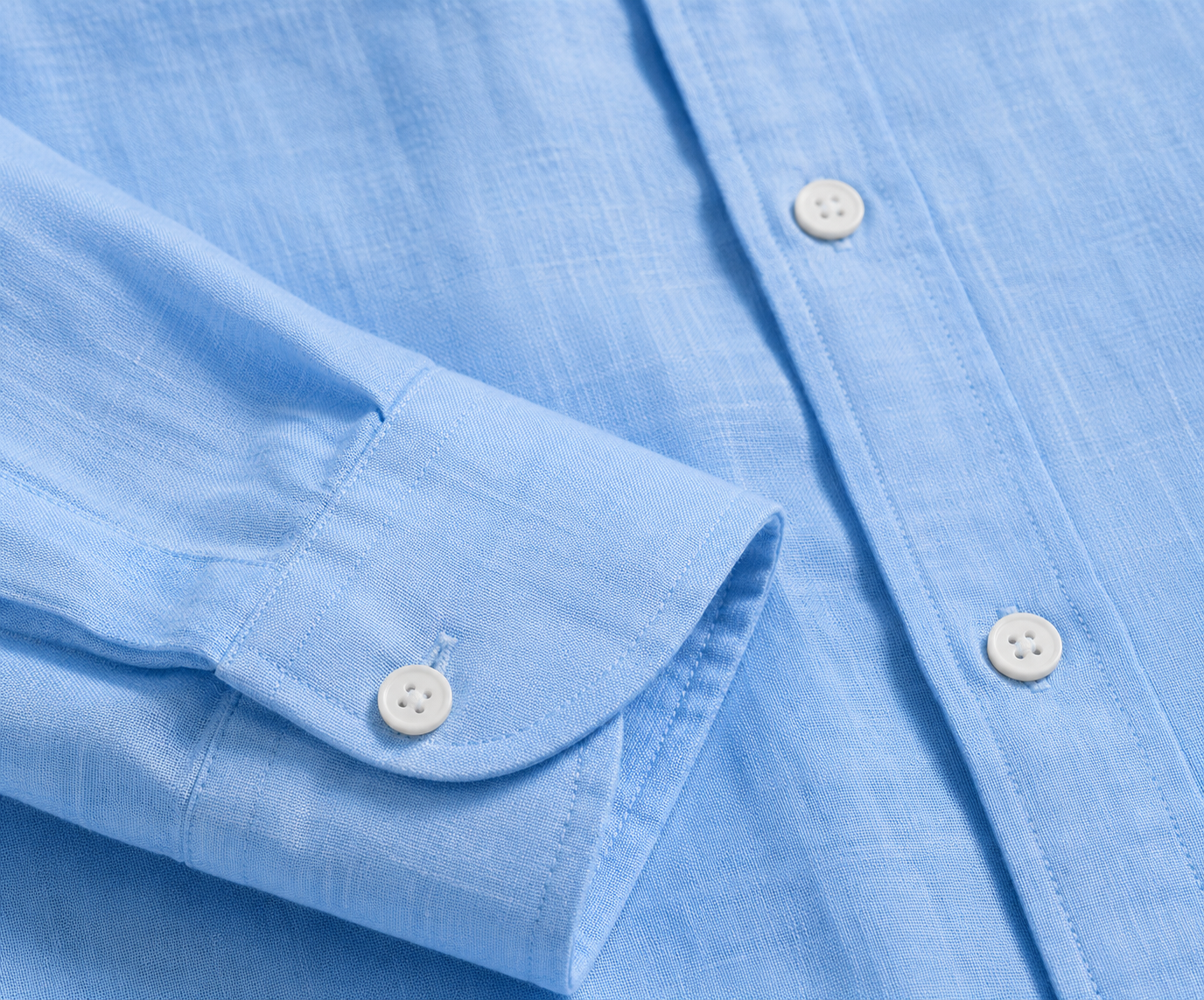 Oxford Cotton Button-Up Shirt in Sky Blue - Detail