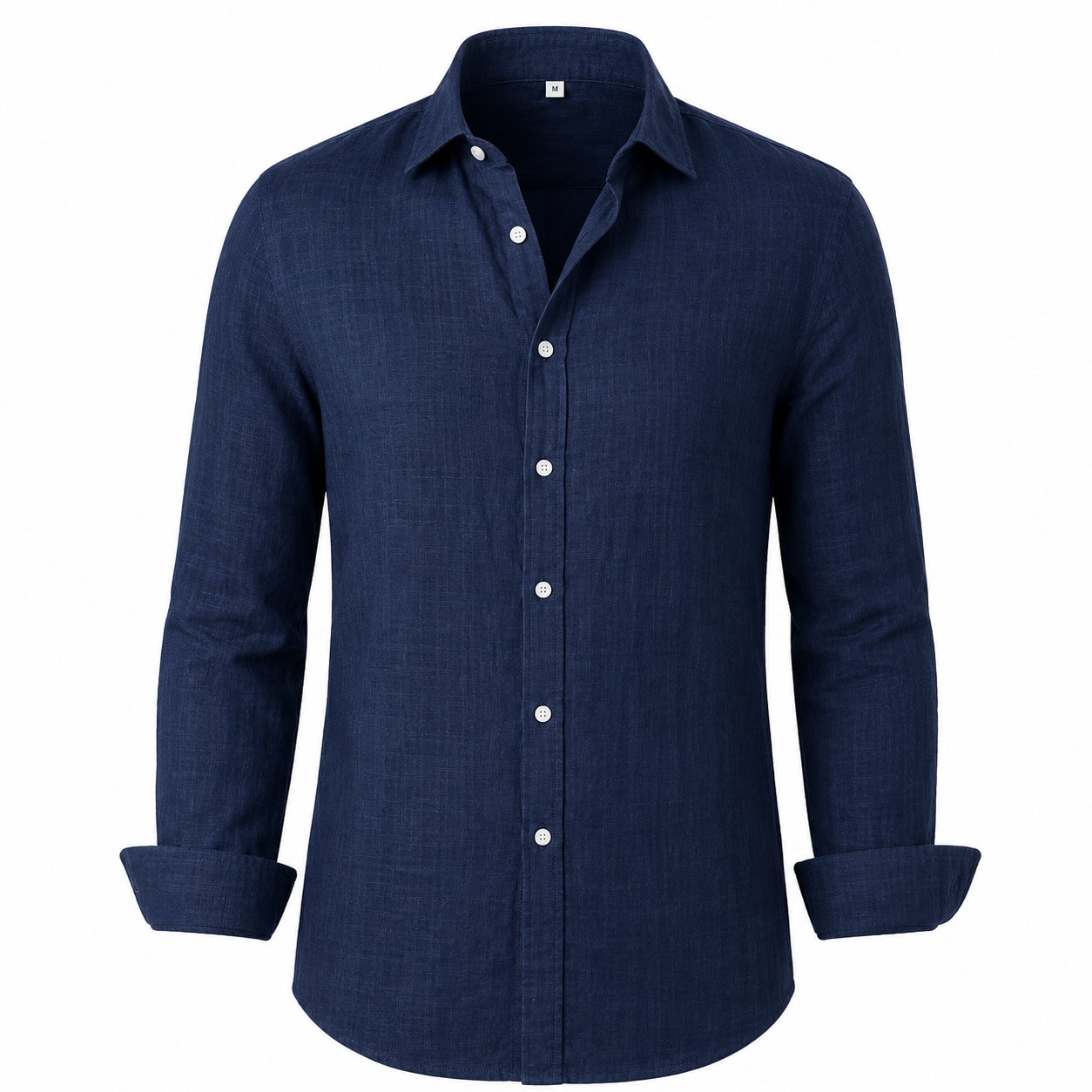 Oxford Cotton Button-Up Shirt in Navy - Studio