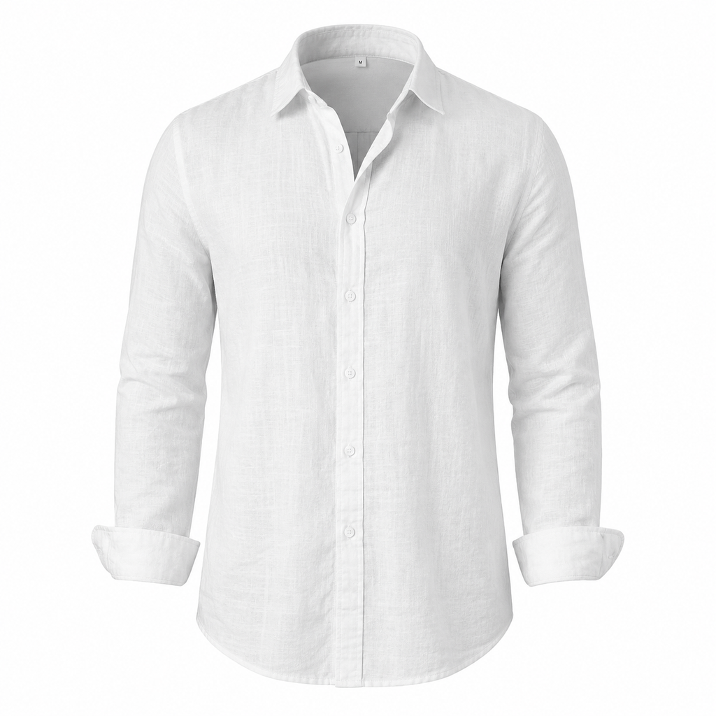 Oxford Cotton Button-Up Shirt in Ivory - Studio